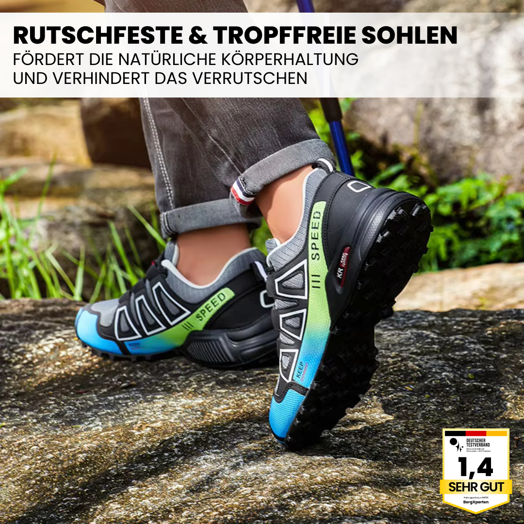 "Ergonomische OrthoTrekking Damenschuhe mit rutschfester Sohle und atmungsaktiver Struktur für Komfort und Schmerzlinderung."