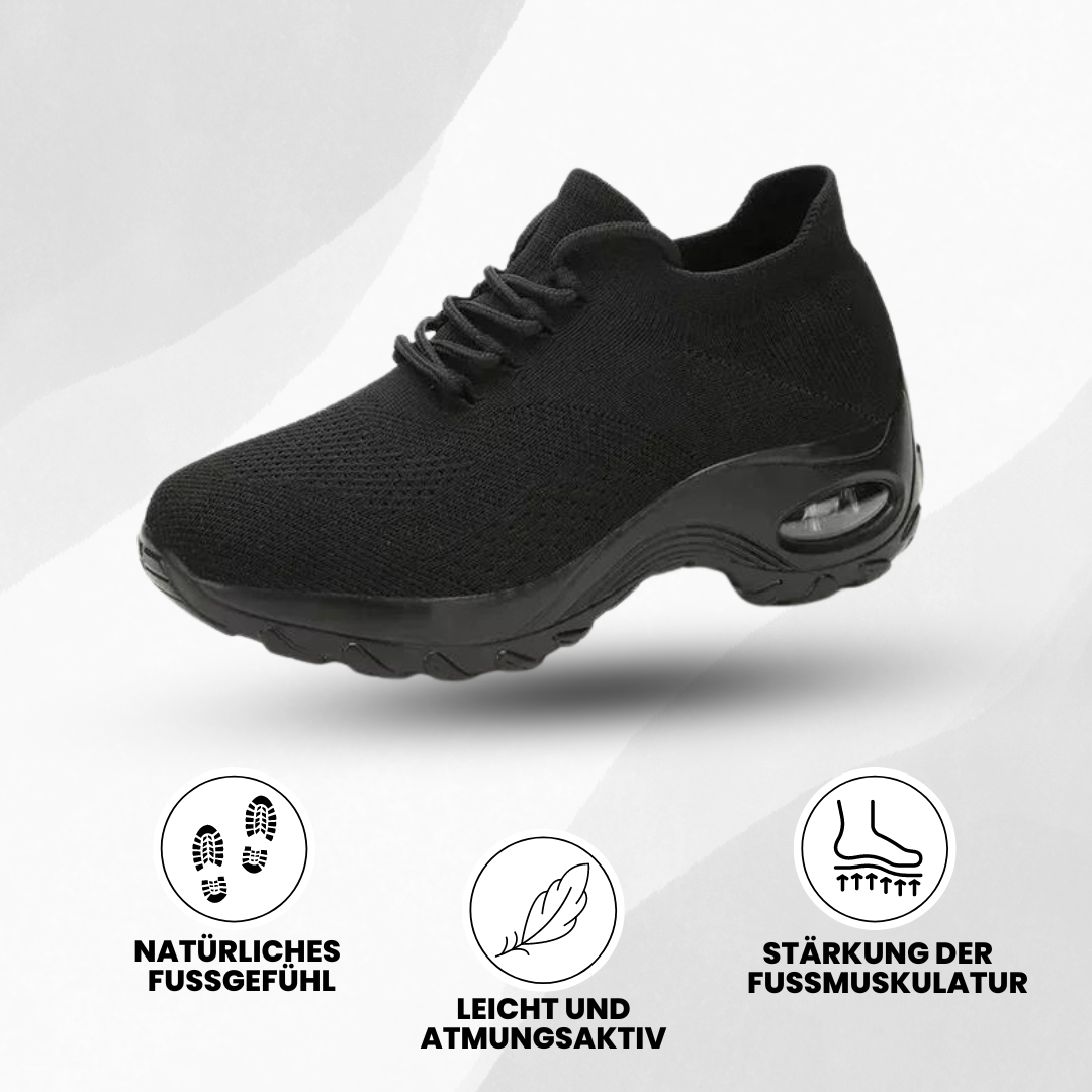 Ergonomische Orthowalk Schuhe in Schwarz-Weiß, bieten atmungsaktiven Komfort und Schmerzlinderung für Damen und Herren.