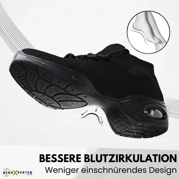 Ergonomische Orthowalk Schuhe in Schwarz-Weiß, bieten atmungsaktiven Komfort und Schmerzlinderung für Damen und Herren.