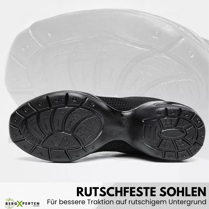 Ergonomische Orthowalk Schuhe in Schwarz-Weiß, bieten atmungsaktiven Komfort und Schmerzlinderung für Damen und Herren.