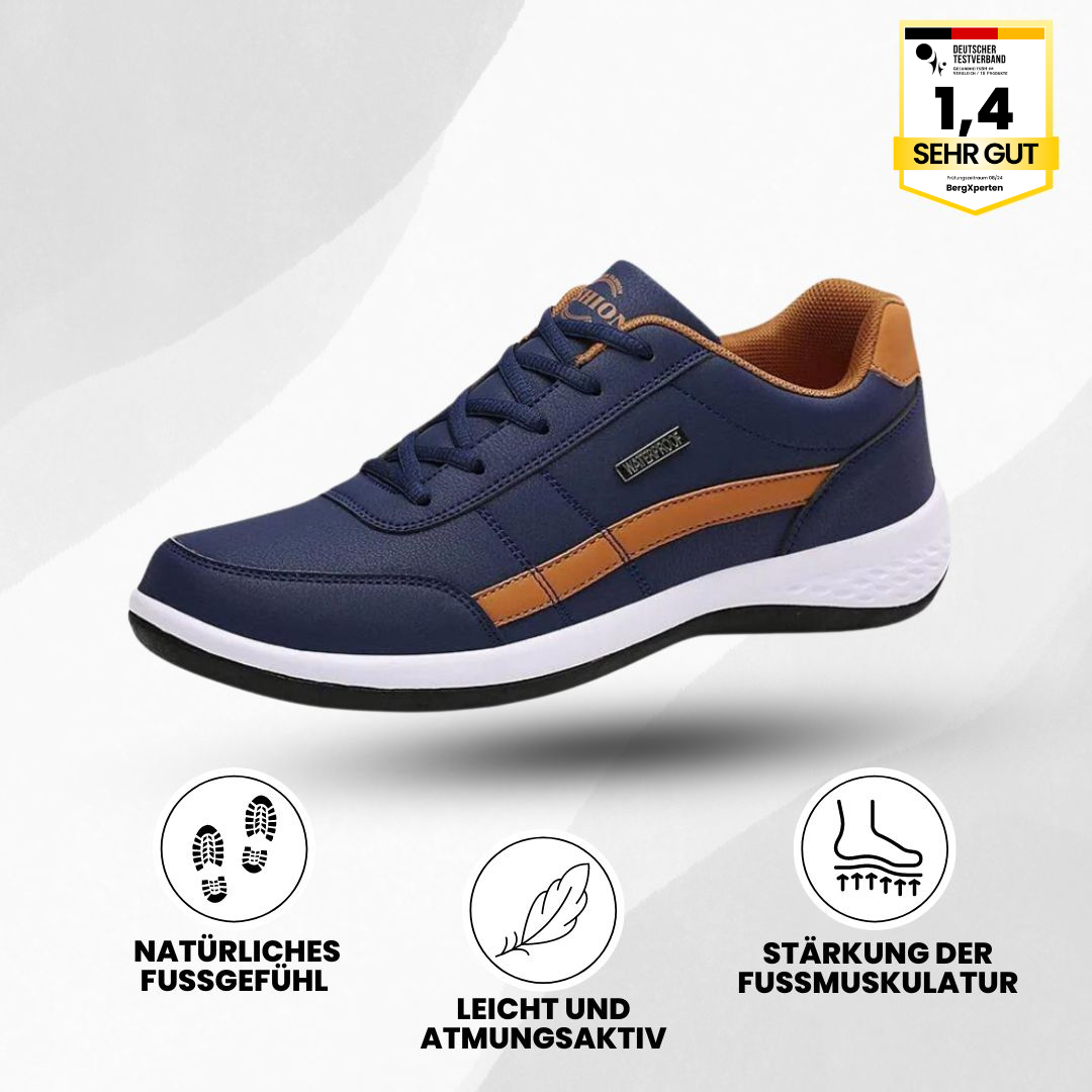 "Ergonomische OrthoX Damenschuhe, flexibel, atmungsaktiv, braune Oberfläche mit rutschfester Sohle, für Alltag und Sport."