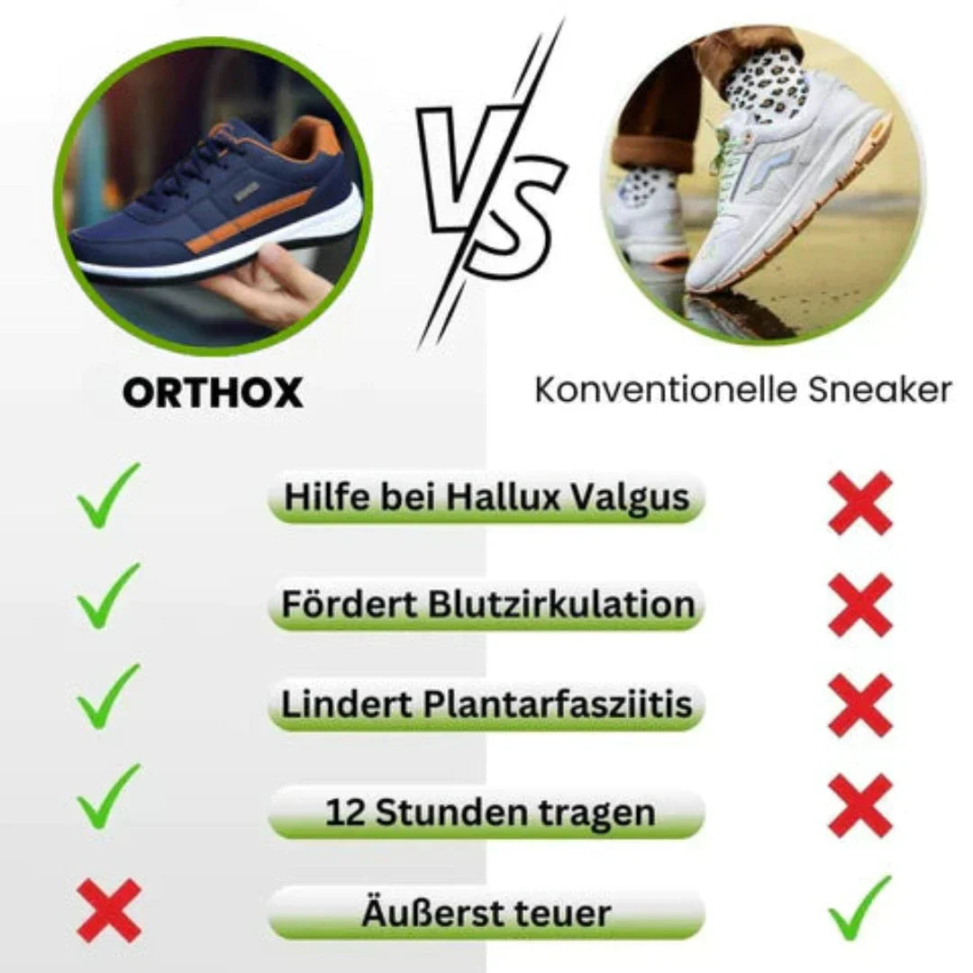 "Ergonomische OrthoX Damenschuhe, flexibel, atmungsaktiv, braune Oberfläche mit rutschfester Sohle, für Alltag und Sport."