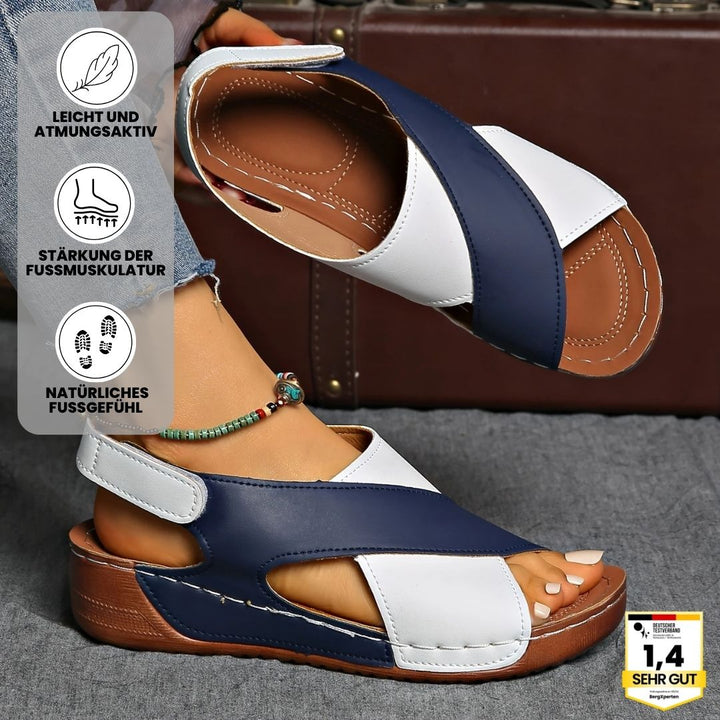 Ergonomische Sandalen für Damen in Blau, mit rutschfester Sohle und bequemem Sitz, ideal für ganztägigen Komfort.