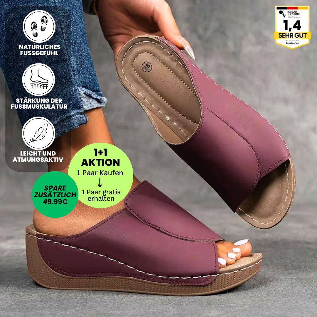 Ergonomische Sandalen mit rutschfester Sohle, ideal zur Schmerzlinderung und für komfortable, gesunde Schritte.