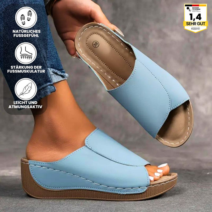 "Ergonomische, stilvolle Damen-Sandalen mit rutschfester Sohle, braun, ideal für Fußkomfort und gesunde Ausrichtung."