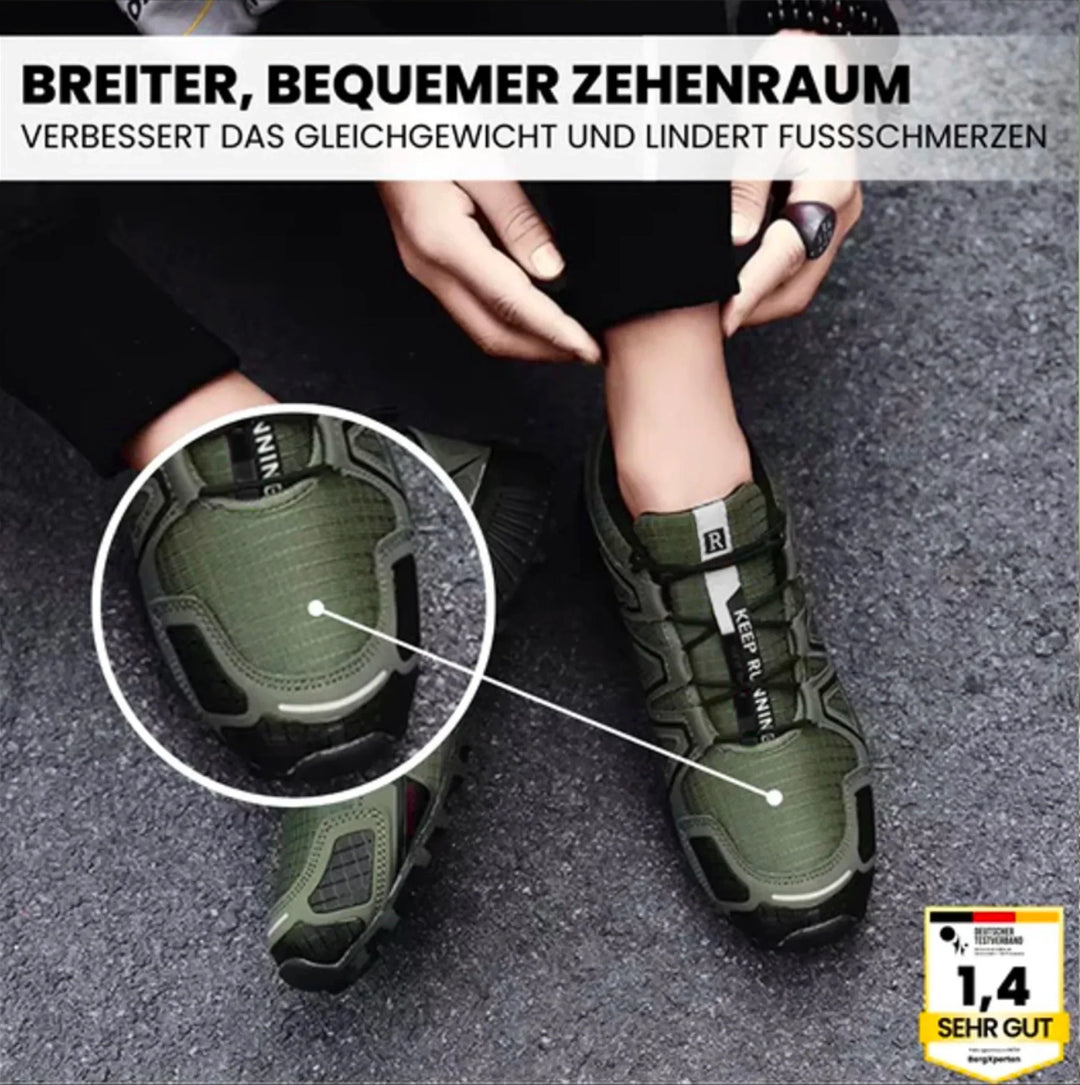 Ergonomische Trekking- und Wanderschuhe für Damen, braun mit rutschfester Sohle und atmungsaktivem Gewebe.