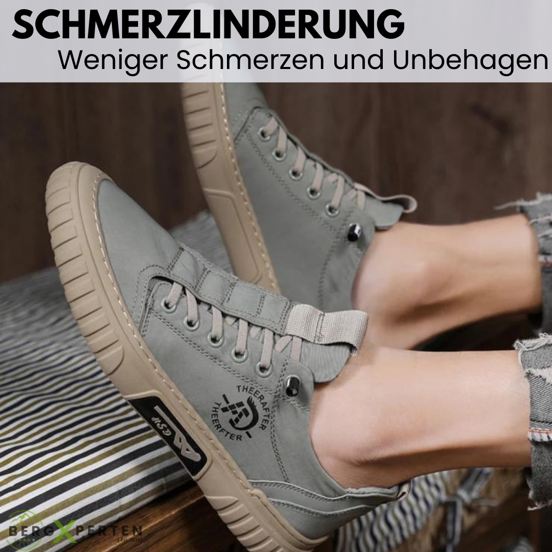 "Ergonomische Unisex-Schuhe mit flexibler Sohle und atmungsaktivem Obermaterial zur Schmerzlinderung, seitliche Ansicht."
