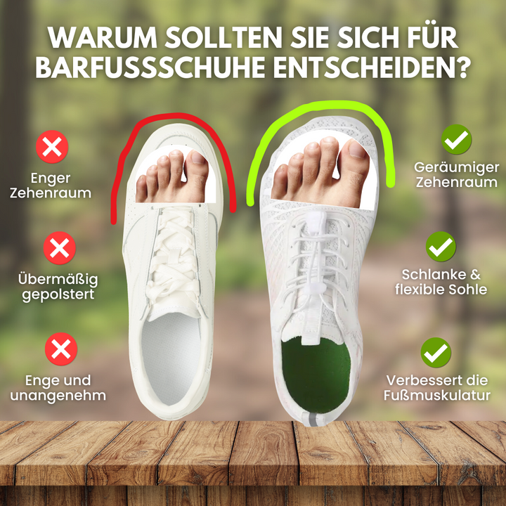 "Ergonomische, wasserdichte Barfußschuhe mit rutschfester Sohle, ideal für Komfort und gesundheitsschonendes Gehen."