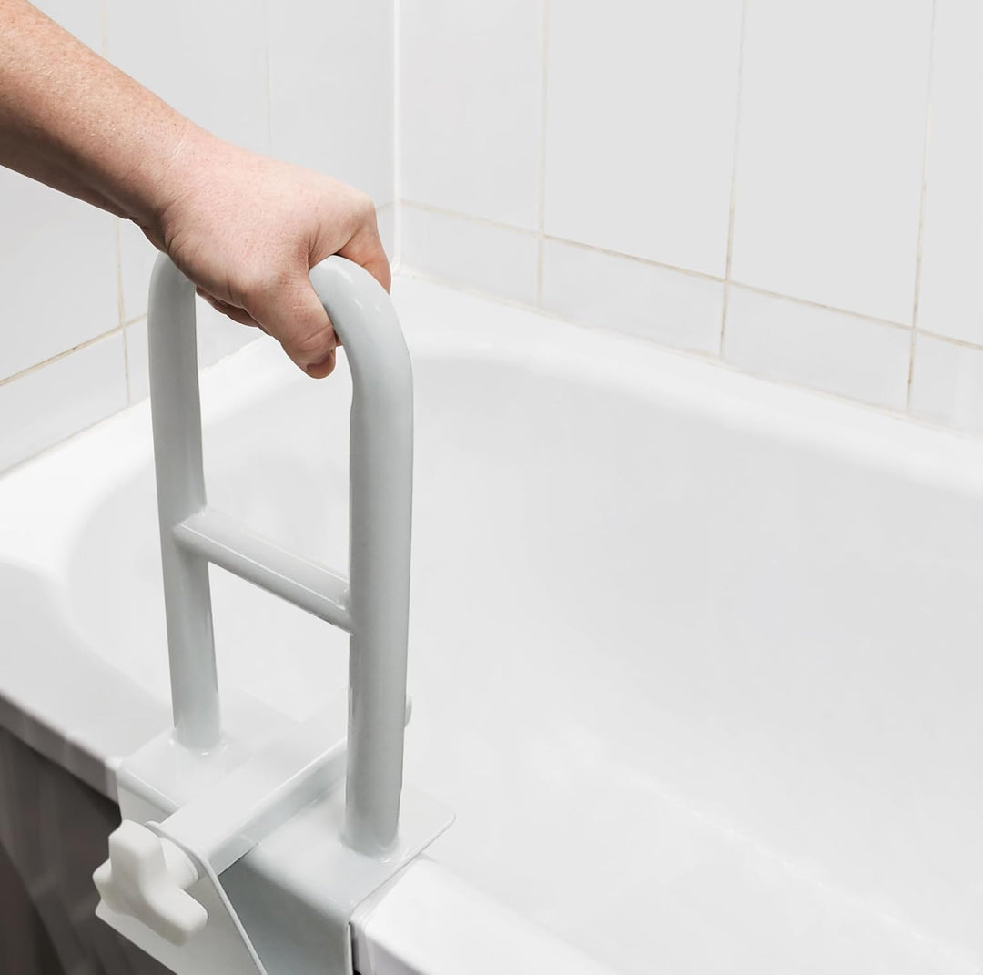 Ergonomischer Badewannenhaltegriff für Senioren, bietet sicheren Halt und Komfort, einfach installierbar und rutschfest.