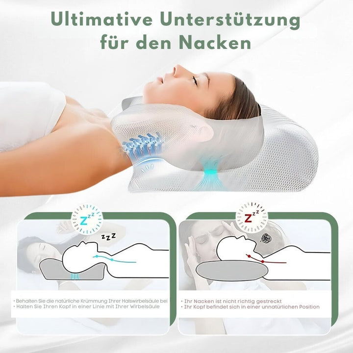 Ergonomisches orthopädisches Kissen aus Memory-Schaum zur Nacken- und Rückenschmerzlinderung, verbessert Schlafqualität.