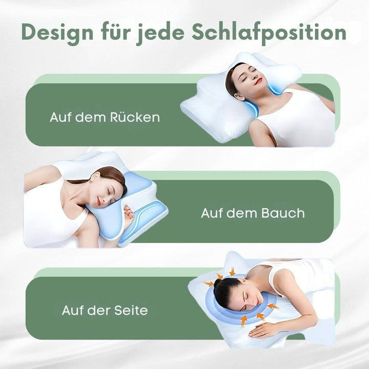 Ergonomisches orthopädisches Kissen aus Memory-Schaum zur Nacken- und Rückenschmerzlinderung, verbessert Schlafqualität.