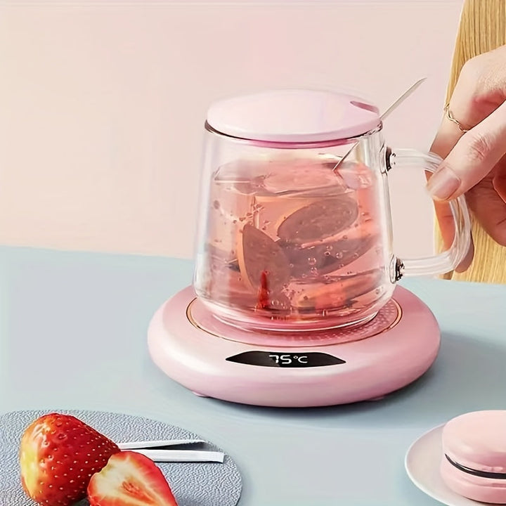Modern coffee warmer with intelligent 3-temp control, an essential desk accessory for hot drinks.