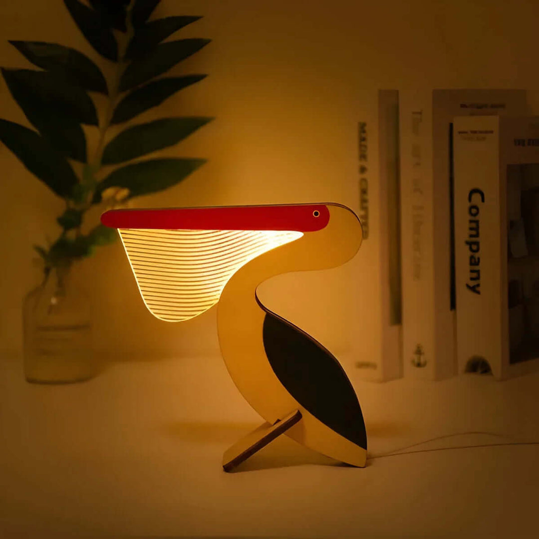 Kinder Nachttischlampe Holz Dekolampe LED Tiermotiv