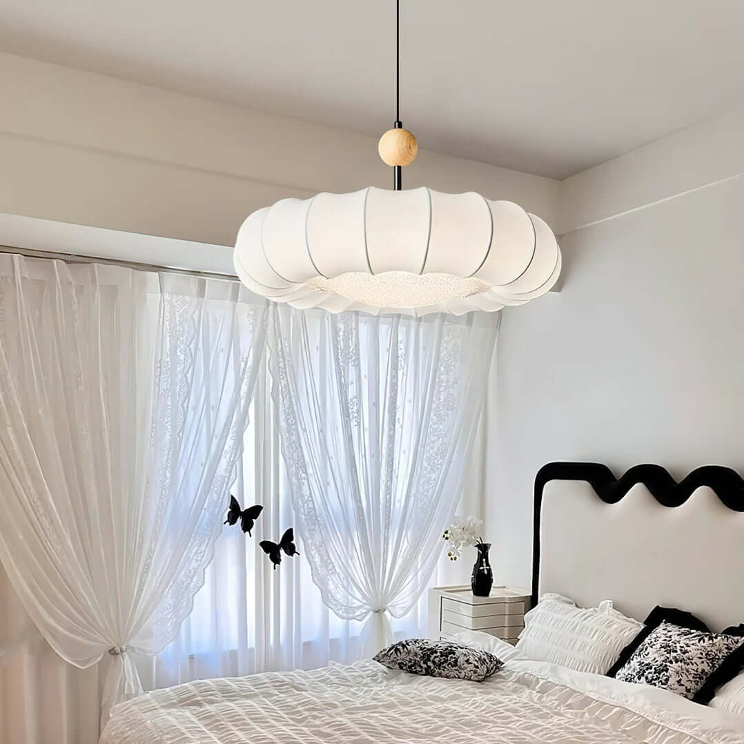 Elegante Hängeleuchte mit Stoffschirm 50cm