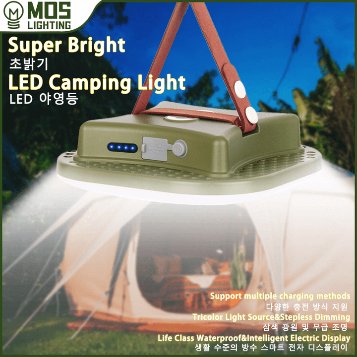 80W LED Solar Campinglampe mit Magnet & Zoom