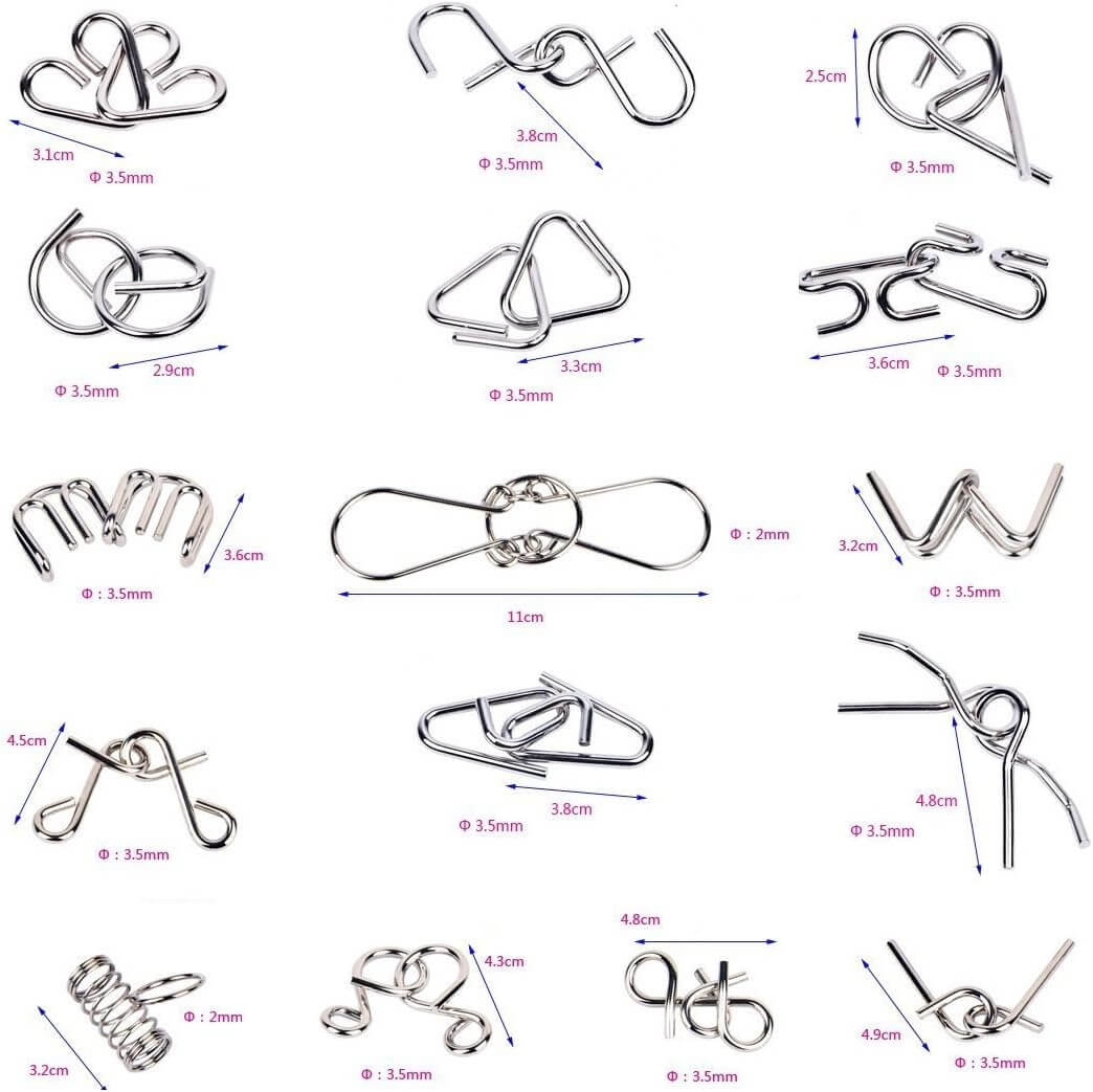 Metall-Puzzle-Ring-Set - Gehirntraining & Logikspiel