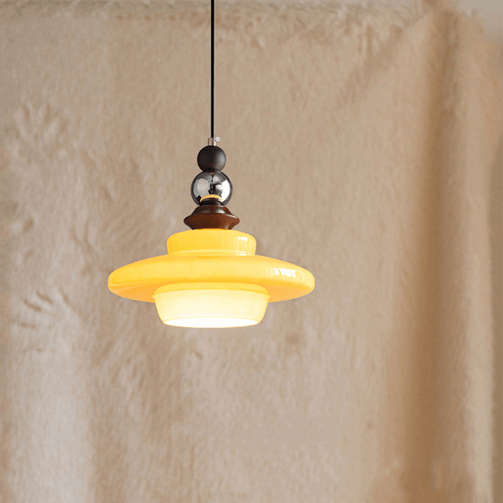 Elegante Beige Glas Hängeleuchte