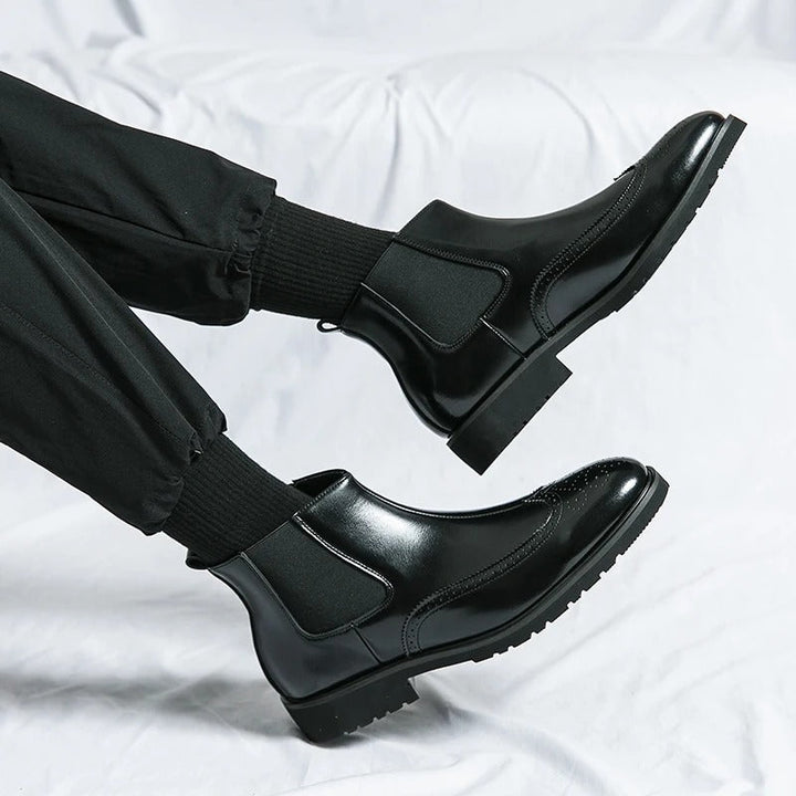Versatile men's brogue chelsea boots for everyday, blending casual comfort with formal flair.
