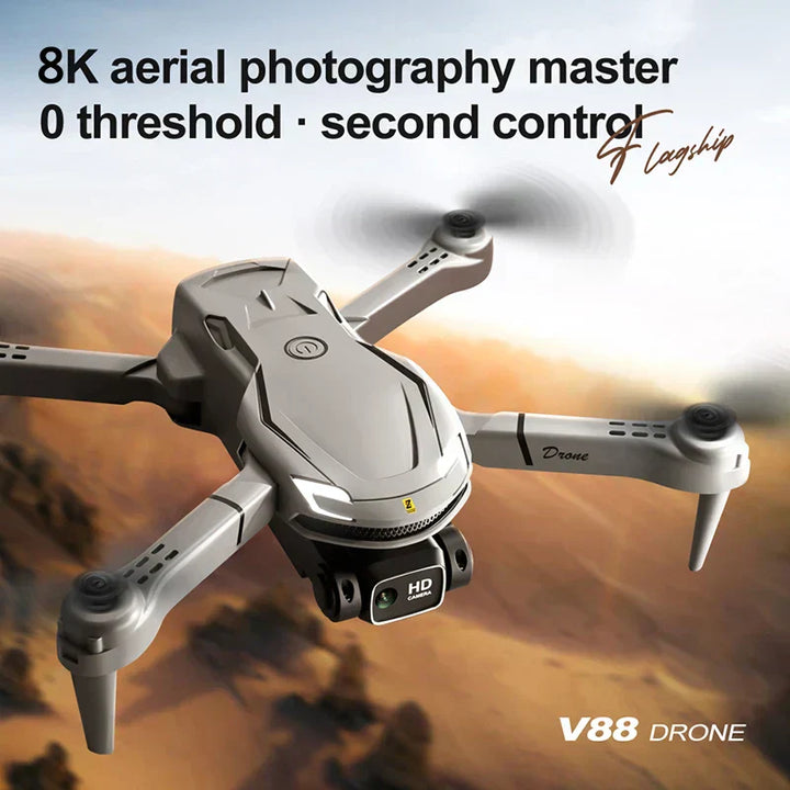 "Faltbare Mini V88 Drone mit 8K HD-Kamera, GPS, doppelte Kameras, kompakt für professionelle Luftfotografie."