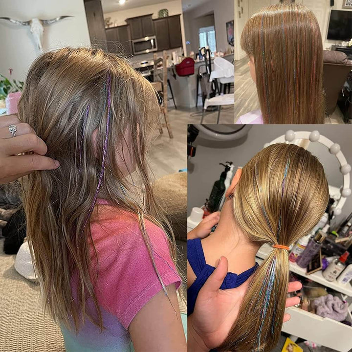 Glitzer Haar-Tinsel Set - Funkelnde Strähnen