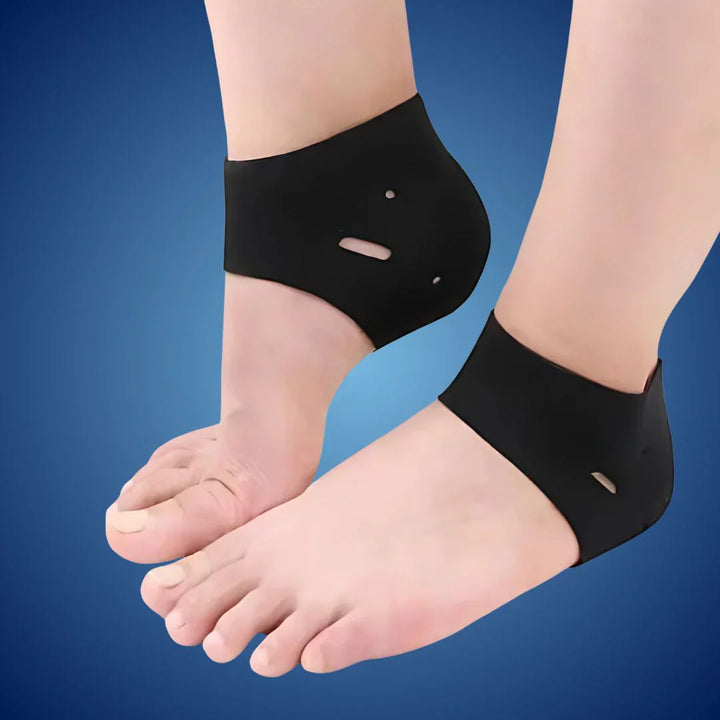 Fersensocken für trockene, rissige Fersen in Beige, elastisch, feuchtigkeitsspendend, ideal bei Plantarfasziitis.