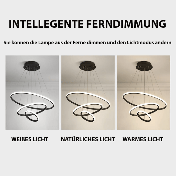 Moderne LED Deckenleuchte, 3 Ringe, Dimmbar