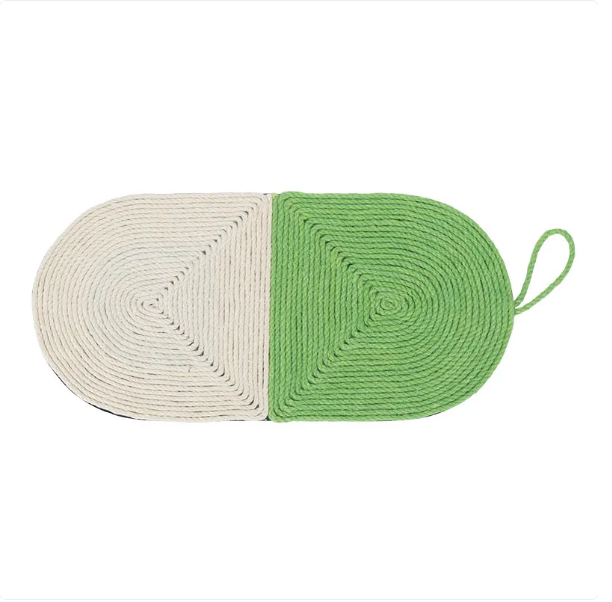 Decorative fish design cat scratching mat, sisal surface for active cats.