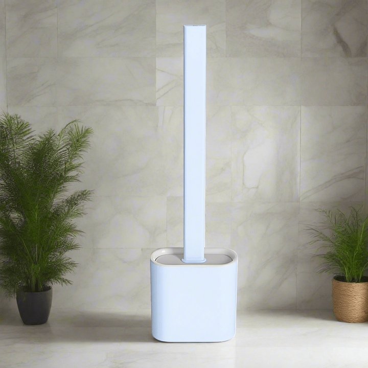 Efficient flexible silicone toilet brush for thorough bathroom deep cleaning. Essential modern home hygiene accessory.