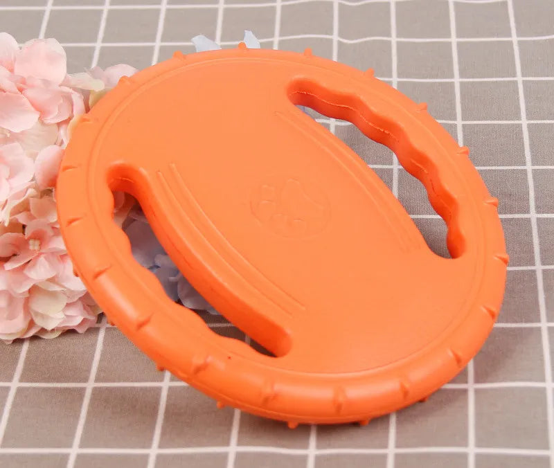 Assortment of red floating dog teething rings, durable chew toys for active dogs