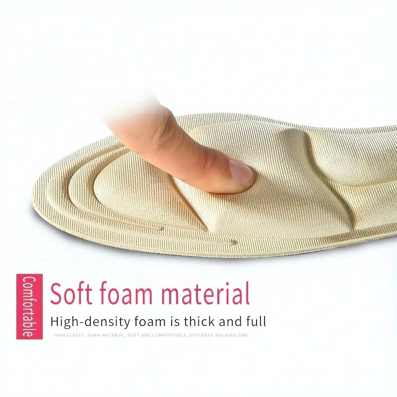 Comfortable memory foam heel inserts providing foot support, cushioning, & pain relief in any shoe.