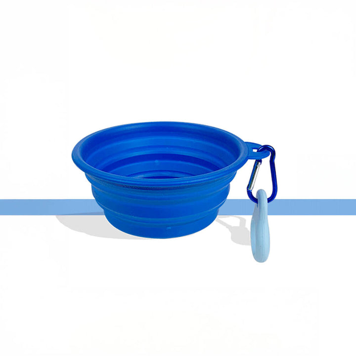 Lightweight yellow silicone pet travel bowl, perfect for cat supplies on outdoor trips.