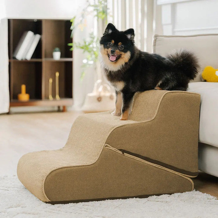 Compact pet ramp and dog steps, ideal for small animals needing joint support.