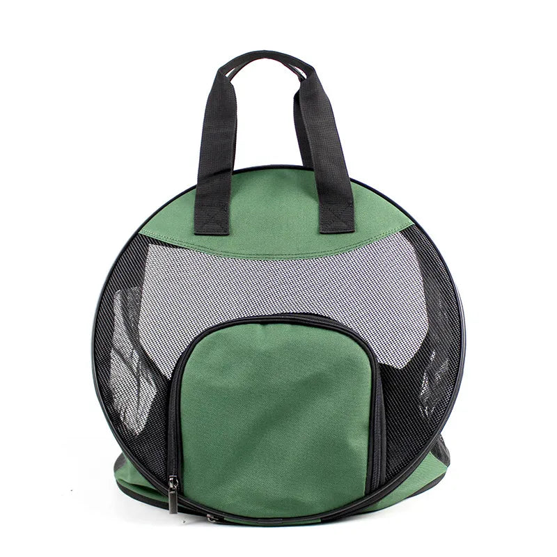 Pet car carrier for cats & small pets, breathable, foldable for easy storage.