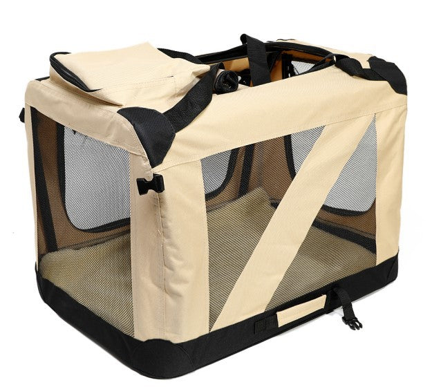 Pet supplies: Foldable animal transport bag for car with seatbelt loops, ensuring safe dog and cat travel.