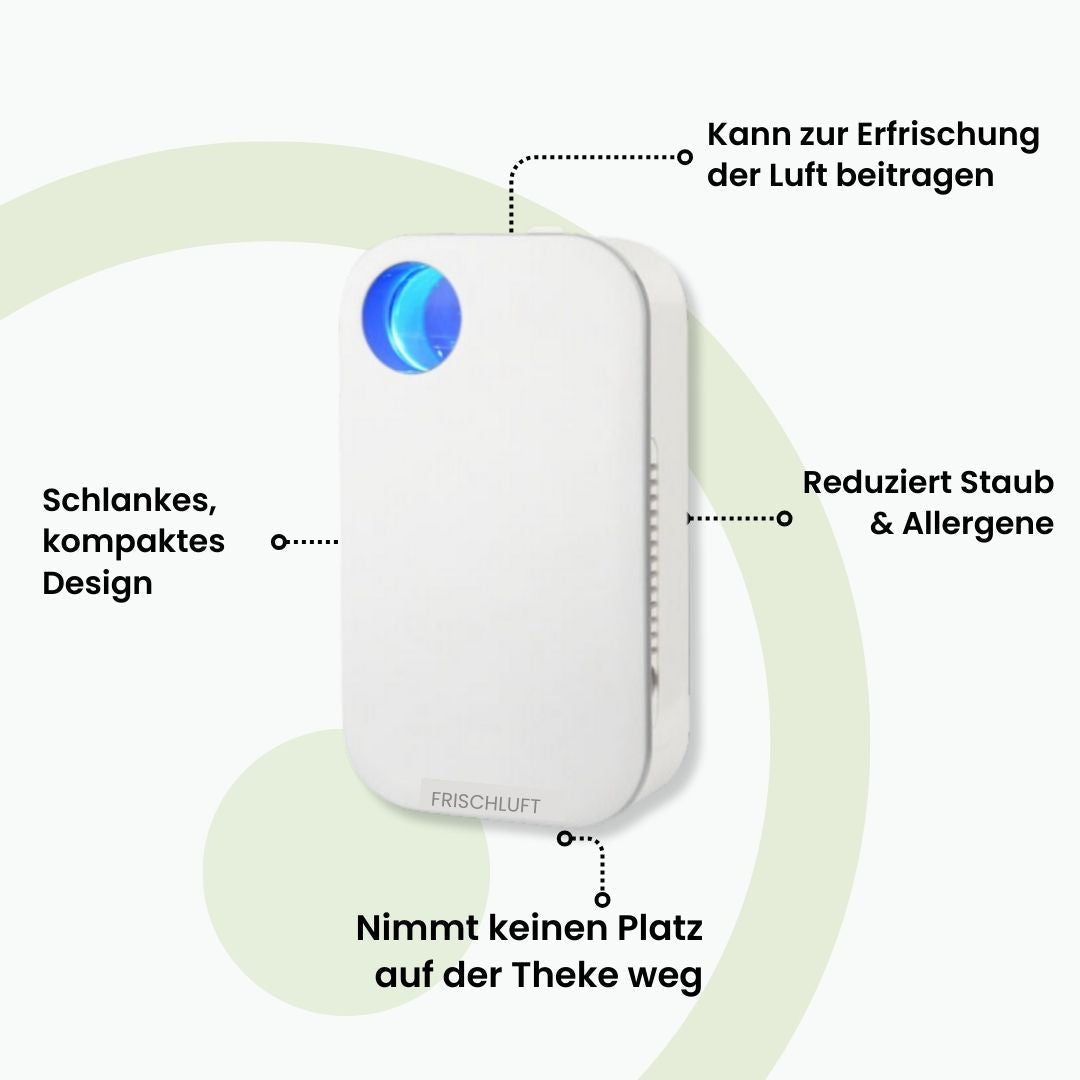 FrischLuft Pro Ionisator, kompakter Luftreiniger; reduziert Allergene, Staub & Gerüche, saubere Luft für Zuhause.