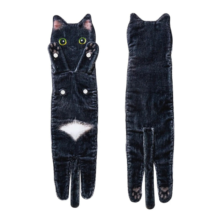 Soft feline decor hand towel, cute cat design, super absorbent for pet lovers' kitchen & bath.