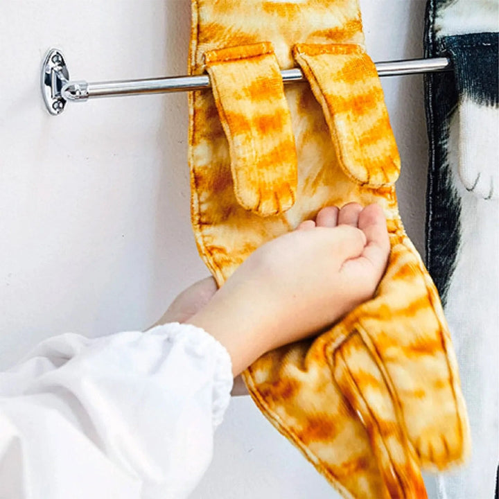Unique cat hand towel, featuring a cute design, super soft & absorbent for pet-friendly homes.