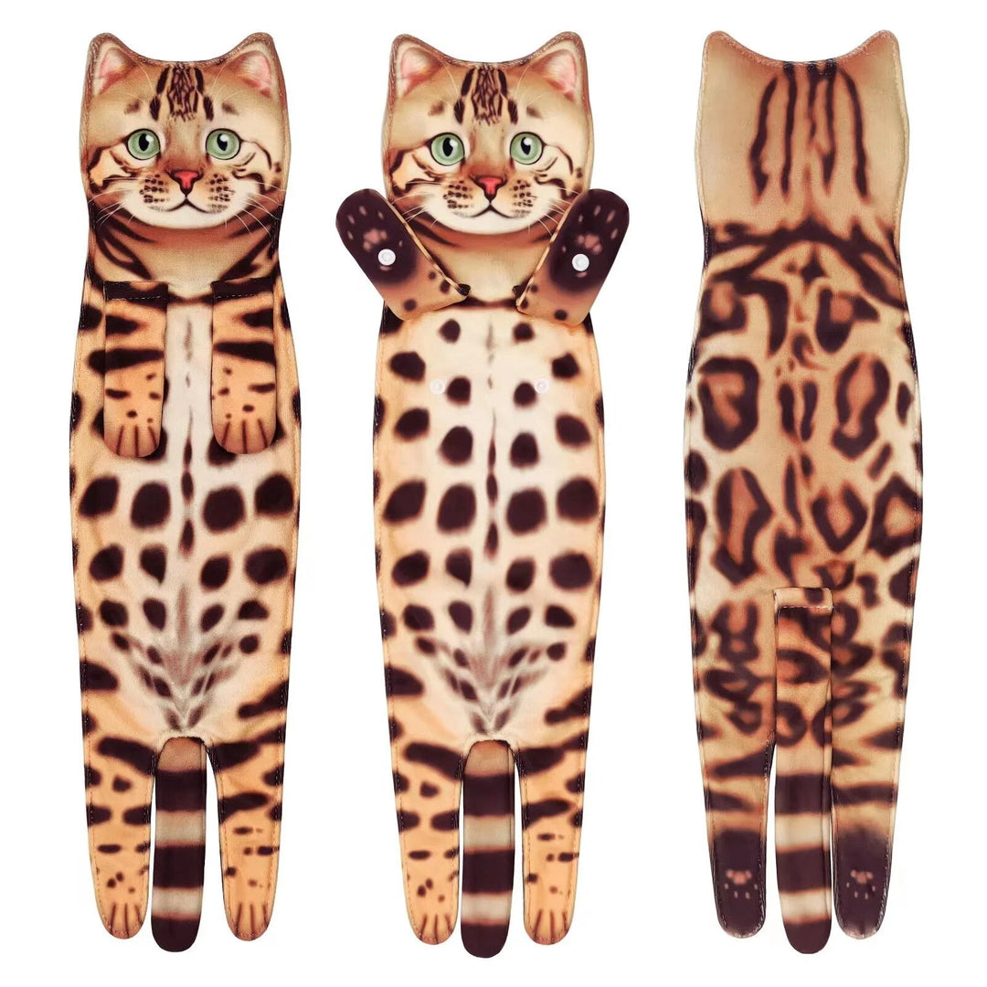 Whimsical cat hand towel, quick-dry technology, ultra-absorbent, a must-have for cat fans.