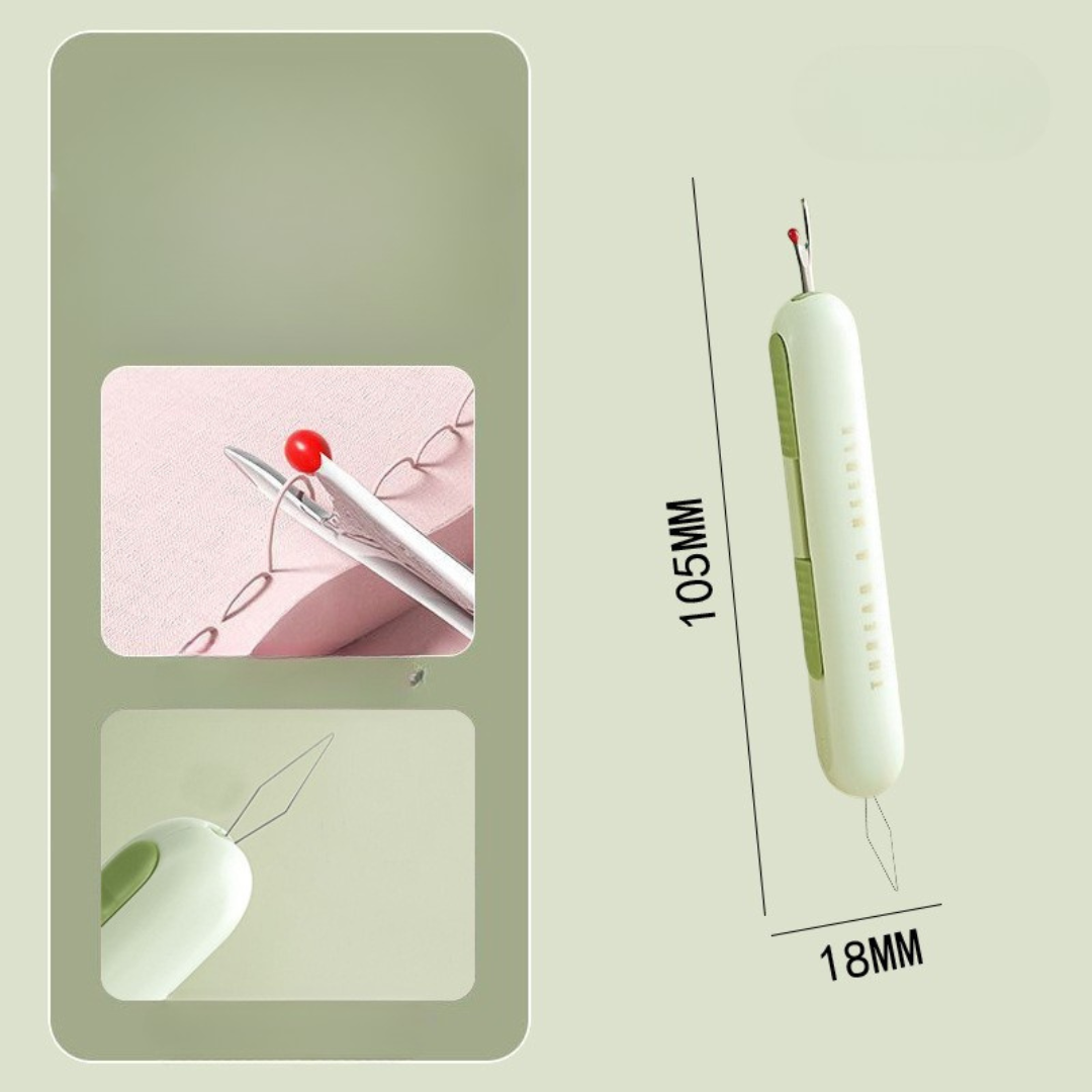 "Gelbe 2in1 Nadel Einfädelhilfe für effizientes, stressfreies Einfädeln, kompakt und ideal für Anfänger und Profis."