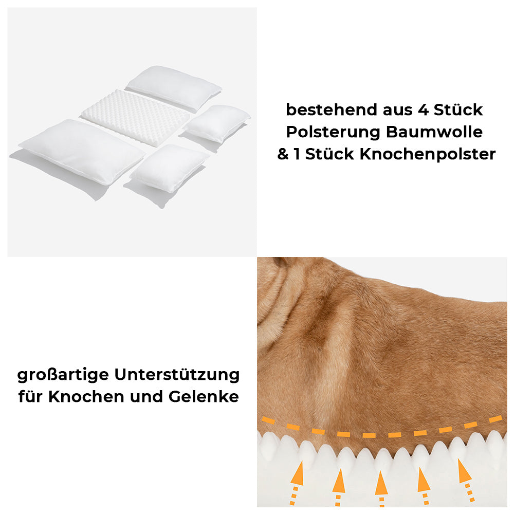 "Gestreiftes doppellagiges Haustierschlafsofa mit Lammwolle, ideal für Katzen und Hunde, beige und schwarz-weiß verfügbar"