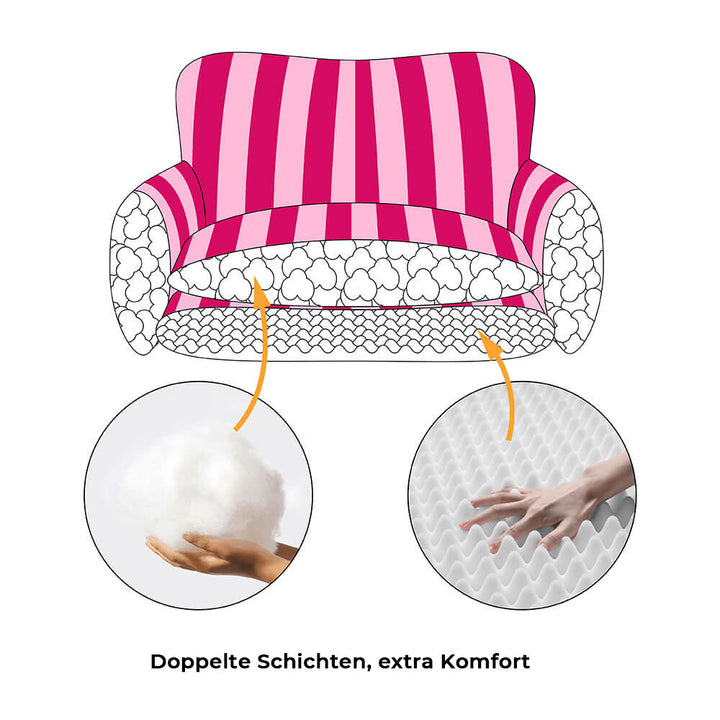 "Gestreiftes doppellagiges Haustierschlafsofa mit Lammwolle, ideal für Katzen und Hunde, beige und schwarz-weiß verfügbar"
