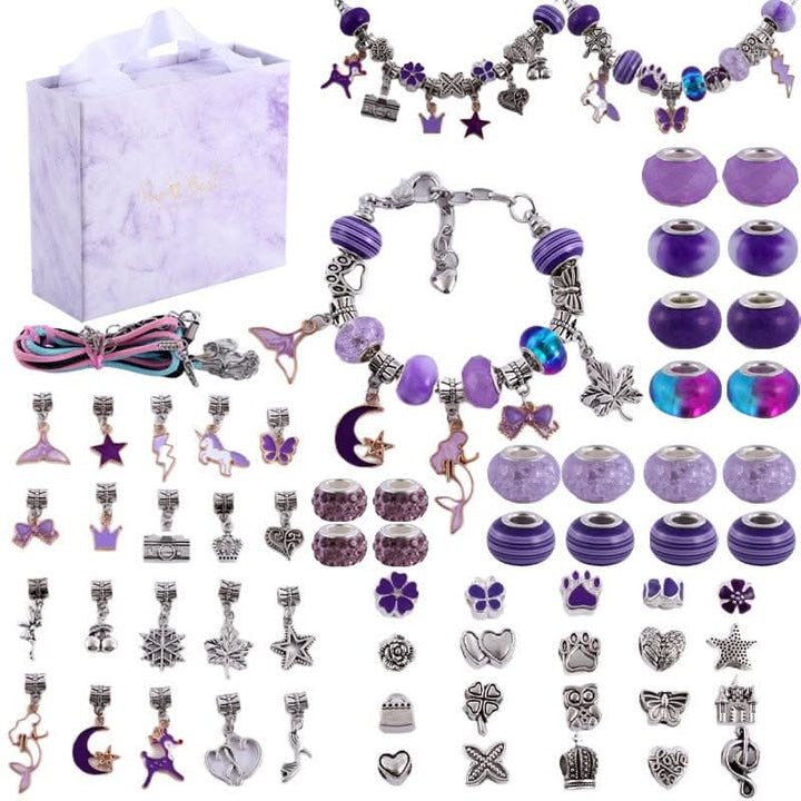 Girls' activity kit: DIY charm bracelets with sparkling charms, great for creative kids.