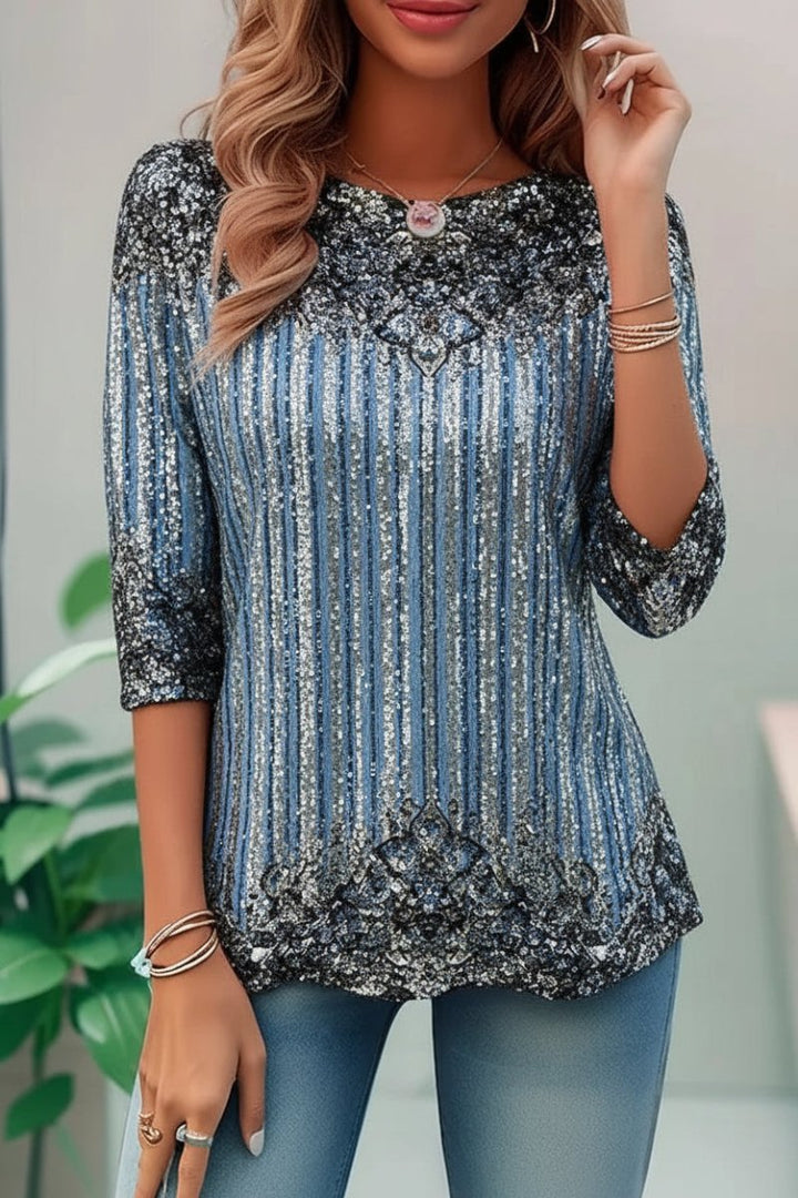 Amelia sequin top: elegant women's evening wear, loose fit design for ultimate comfort and glamour.