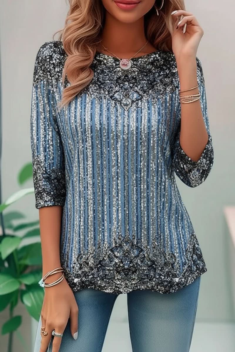 Glamorous loose-fit women's sequin top with open back, ideal for stylish night out events.