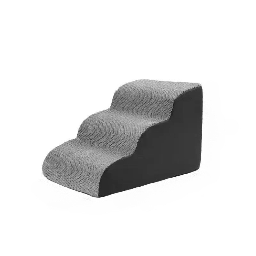 Lightweight gray pet steps with non-slip base for small dogs and cats.