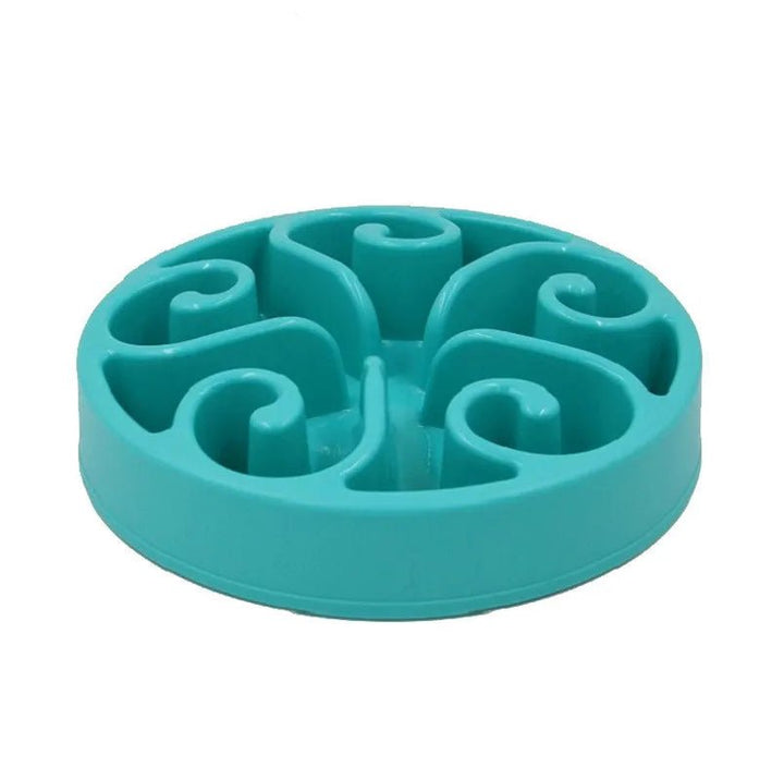 Green anti-gobble slow feeder dog bowl for improved pet digestion and reduced choking.