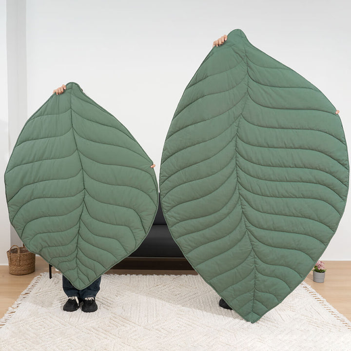 Green leaf shape pet mat & blanket, a must-have pet accessory for home decor.