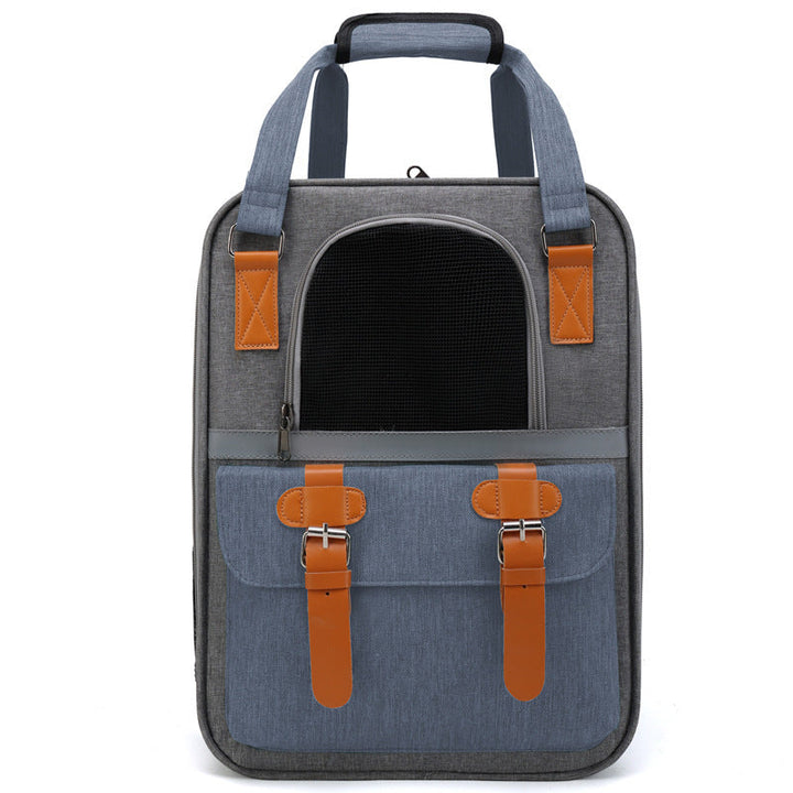 Durable fabric texture of a grey cat carrier bag designed for safe pet car travel