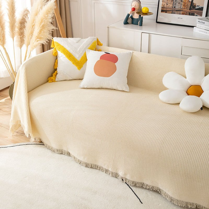 Soft sofa furniture protector slipcover in washable grey, ideal for pet owners and home decor