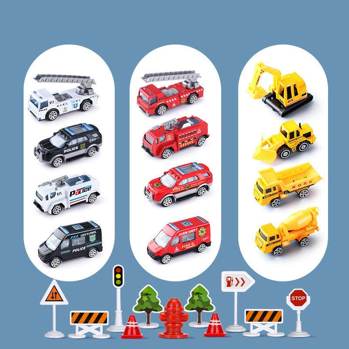 Großes Spielzeugflugzeug-Set mit 6 Mini-Autos, realistische Details, interaktive Funktionen, fördert kreatives Spielen.